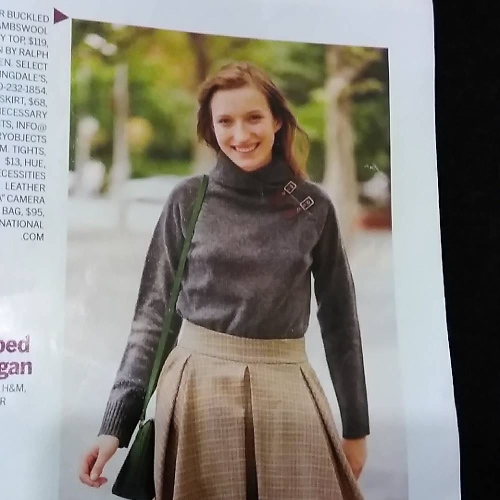 Lauren Ralph Lauren Gray Cowl Turtleneck Sweater with Buckle Detail